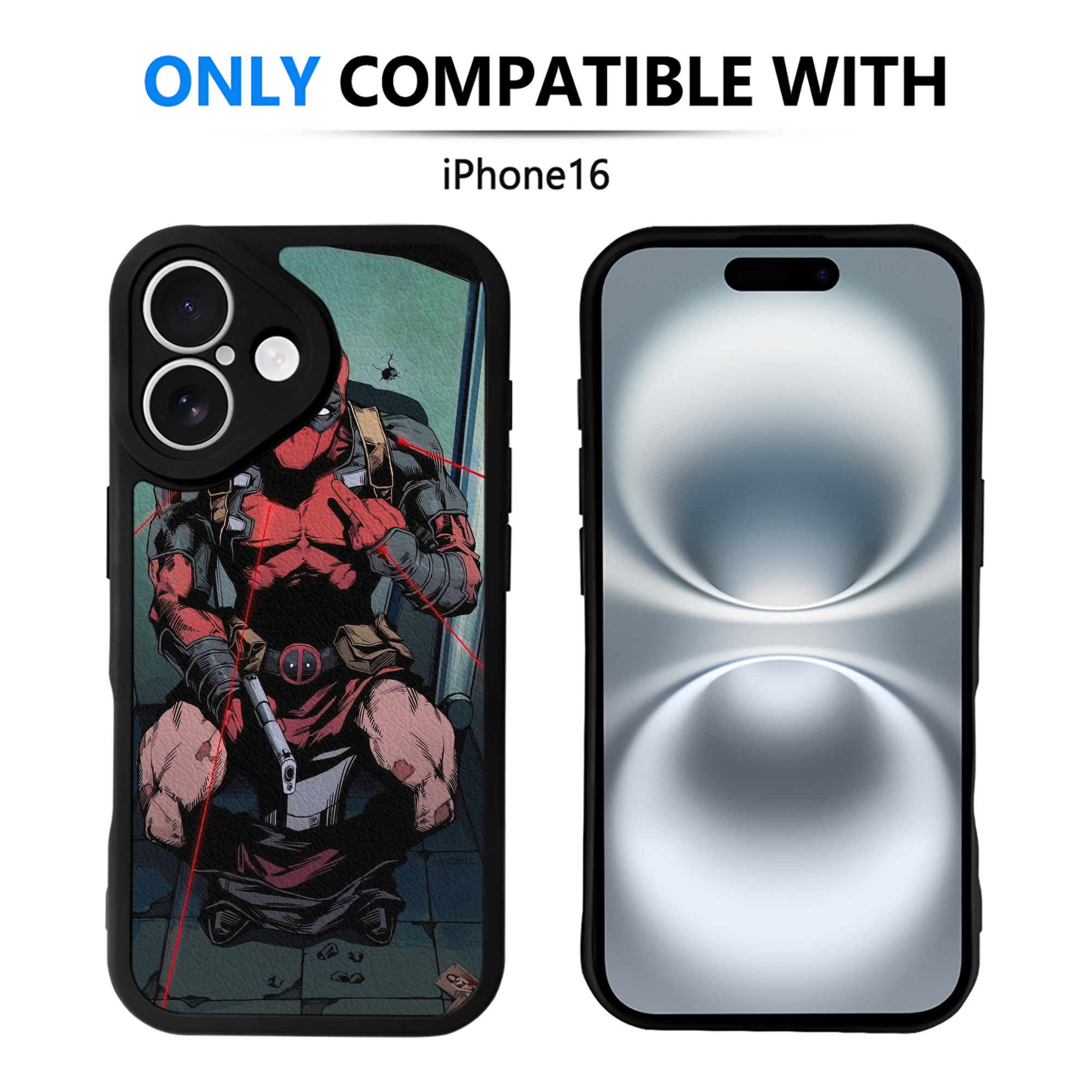 （画像用） Deadpool デッドプール 【iPhone 16シリーズ対応】シリコンスマホケース（レザー調） 材質：シリコン